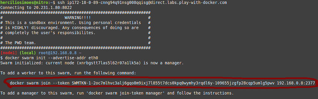 Inicialização de cluster Docker Swarm